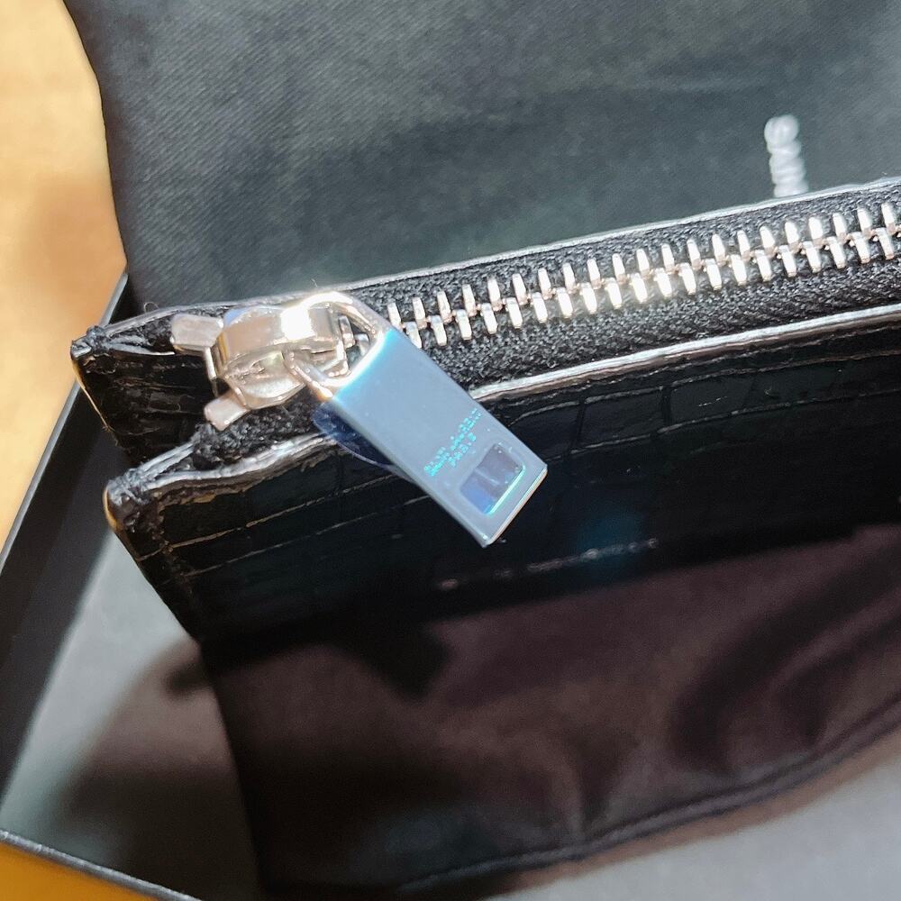 SAINT LAURENT Fragments crocodile effect leather zipped card holder coin case - Picture 4 of 7